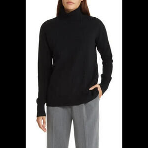 NEW Nordstrom Turtleneck Cashmere Boxy Sweater in Black - Size L  #S060